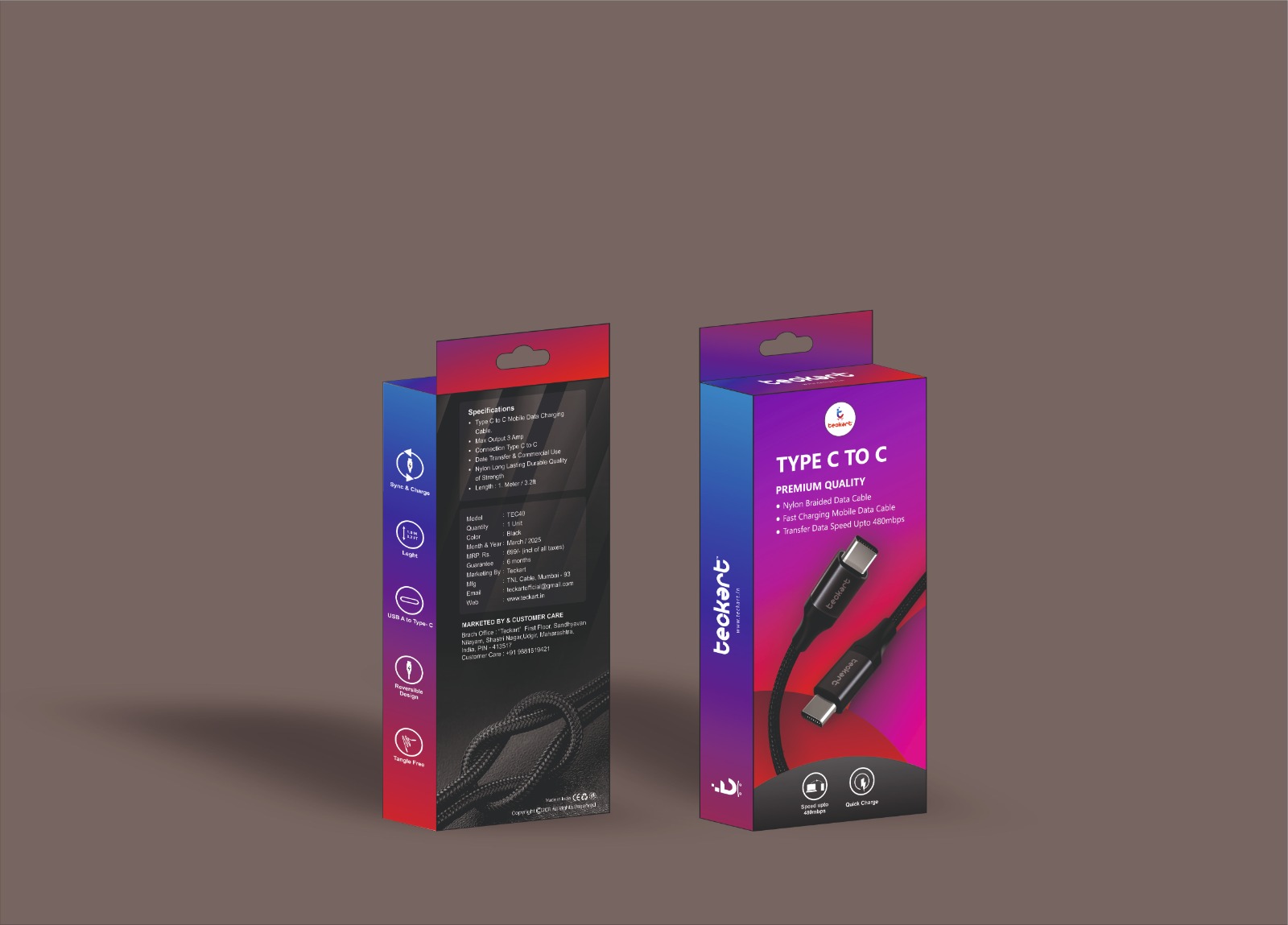 Teckart TEC40 – Premium C to C Data Cable