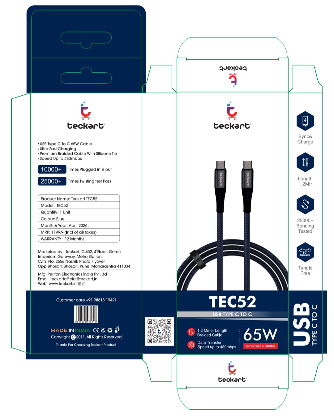 Teckart Type C to Type C Cable - TEC52
