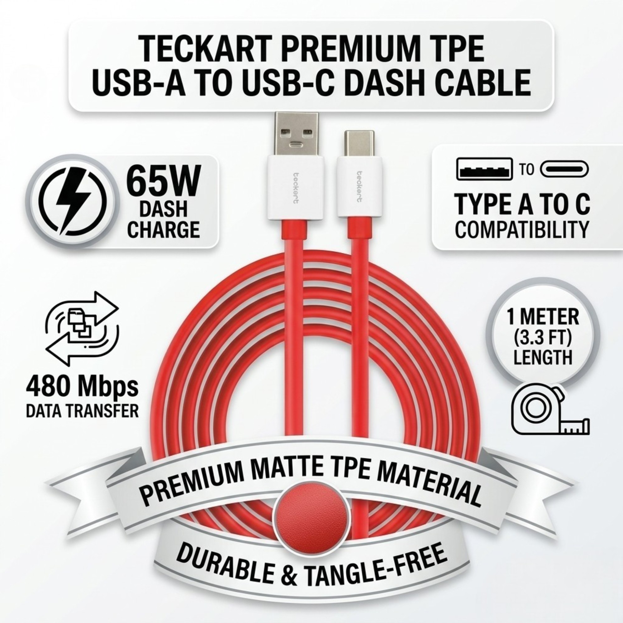 TEC54 USB Type A to USB C Cable - Image 5