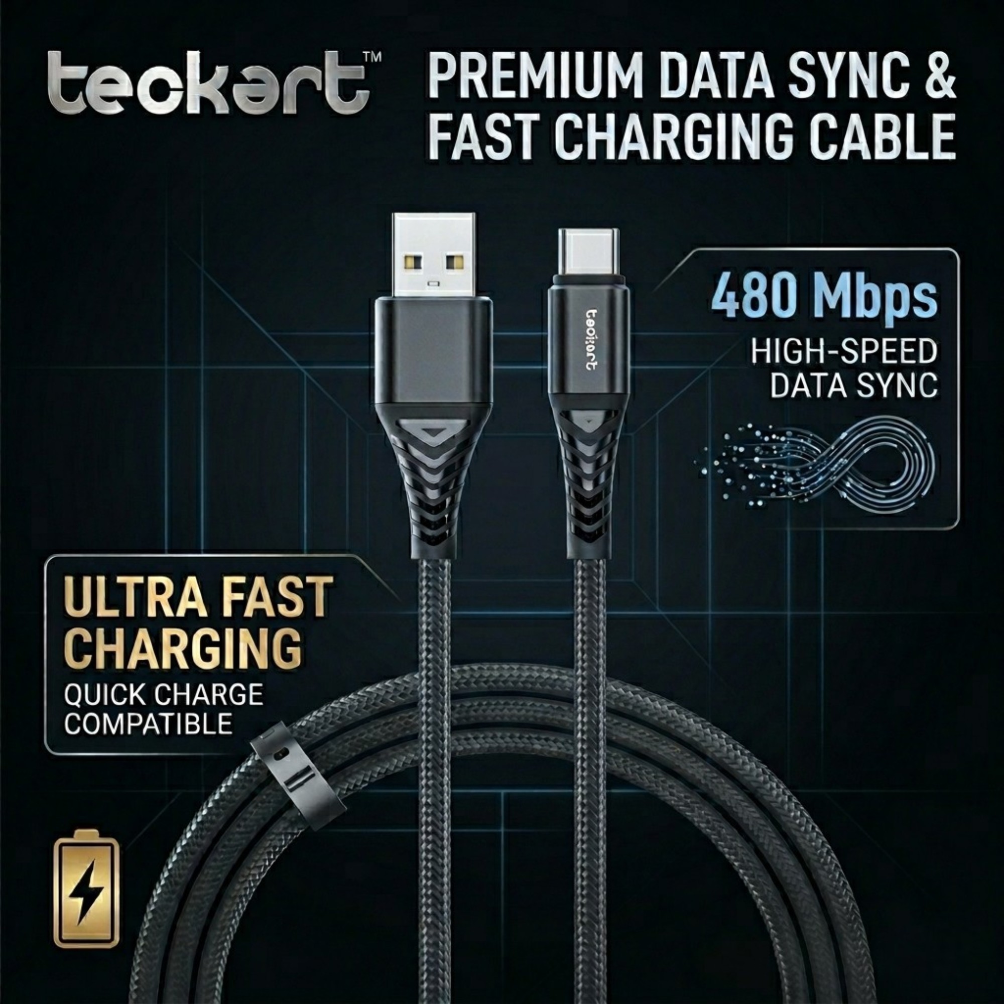 TEC55 USB Type A to USB C Cable - Image 2