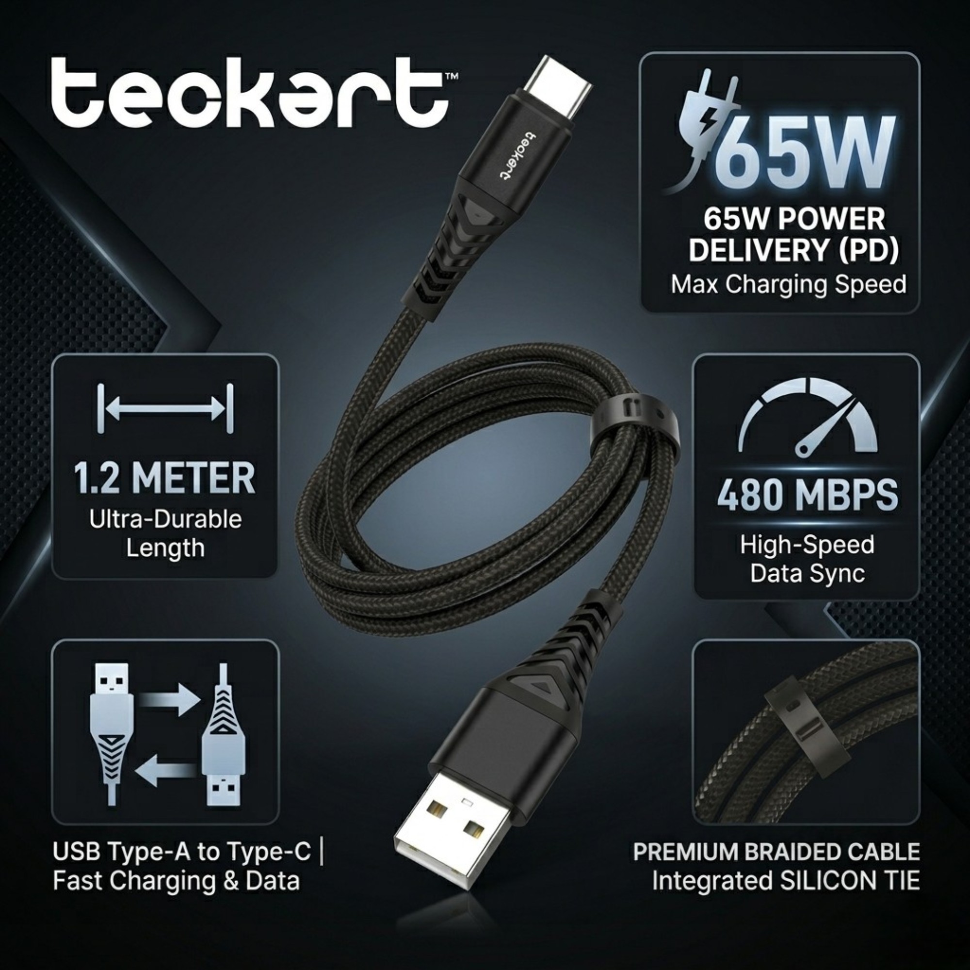 TEC55 USB Type A to USB C Cable - Image 4