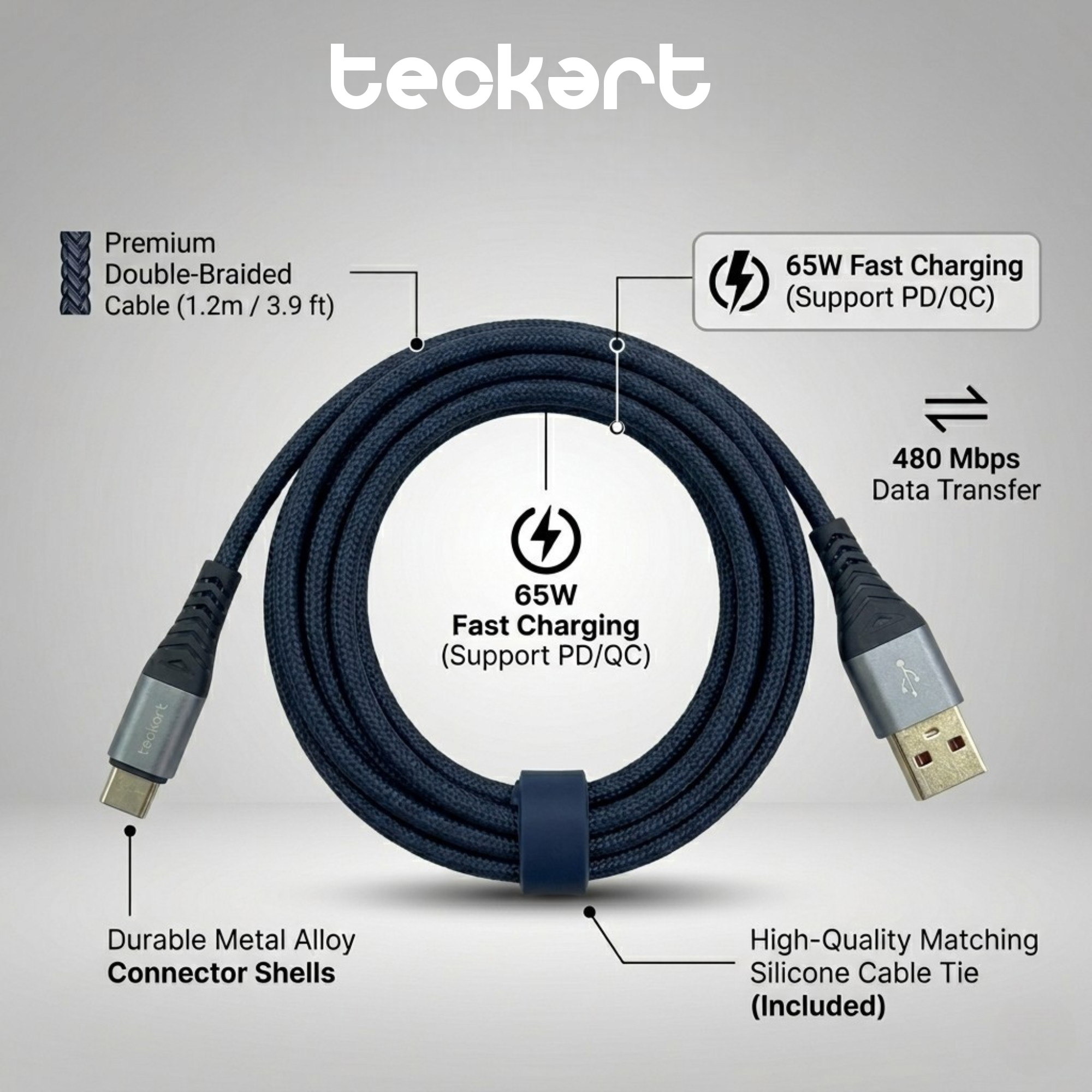 TEC56 USB Type A to USB C Cable - Image 3
